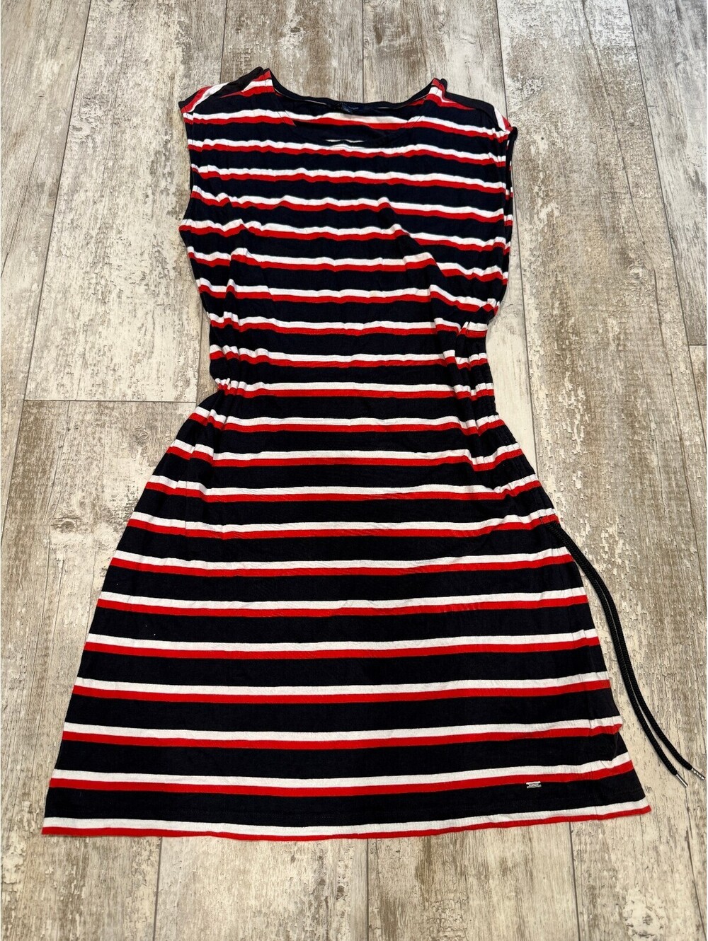 Tommy Hilfiger Womens L Navy Red White Striped Maxi Dress